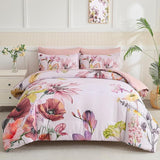 5 Piece Bed in a Bag Twin Size Comforter Set Botanical Floral Bedding Set,White Flower