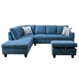 Living Room L Shaped Couch Upholstered Futon Sofa Comfy Flannel Modular Sofa 3-Piece Living Couch