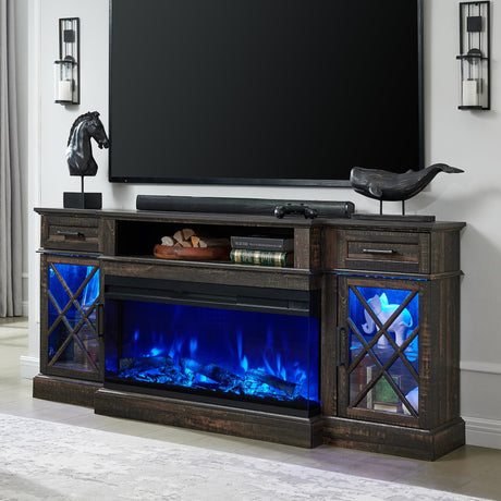 70'' TV Stand with 36'' Electric Fireplace, Media Entertainment Center for TVs Up to 80'',