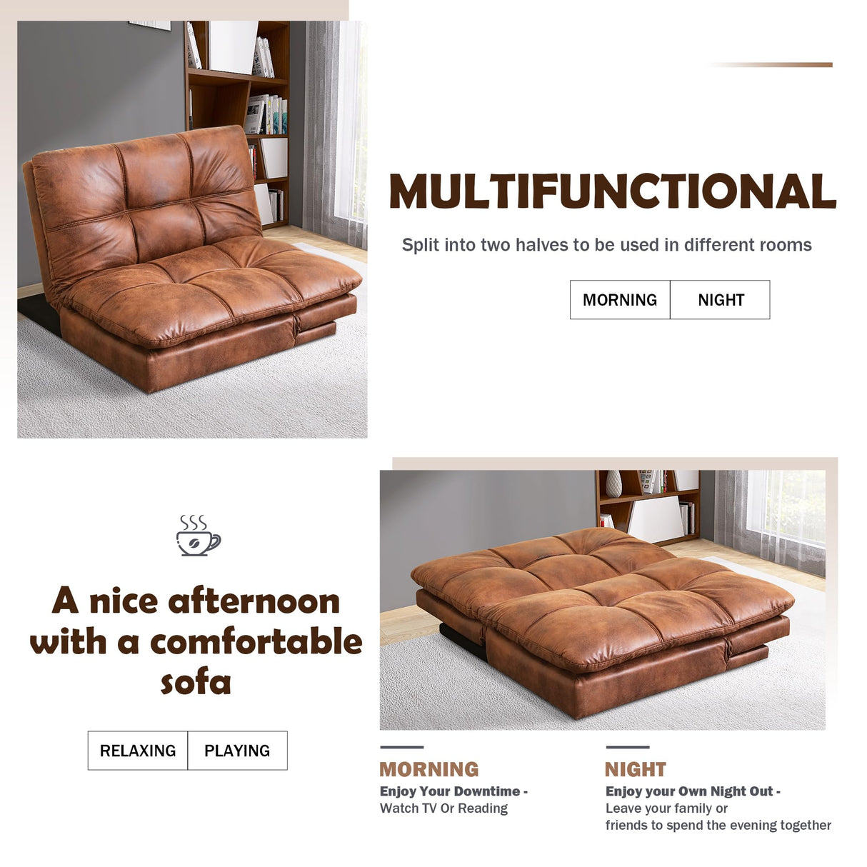 Futon Sofa Bed Couch Convertible Sofa, Memory Foam Futon Sleeper Sofa Loveseat