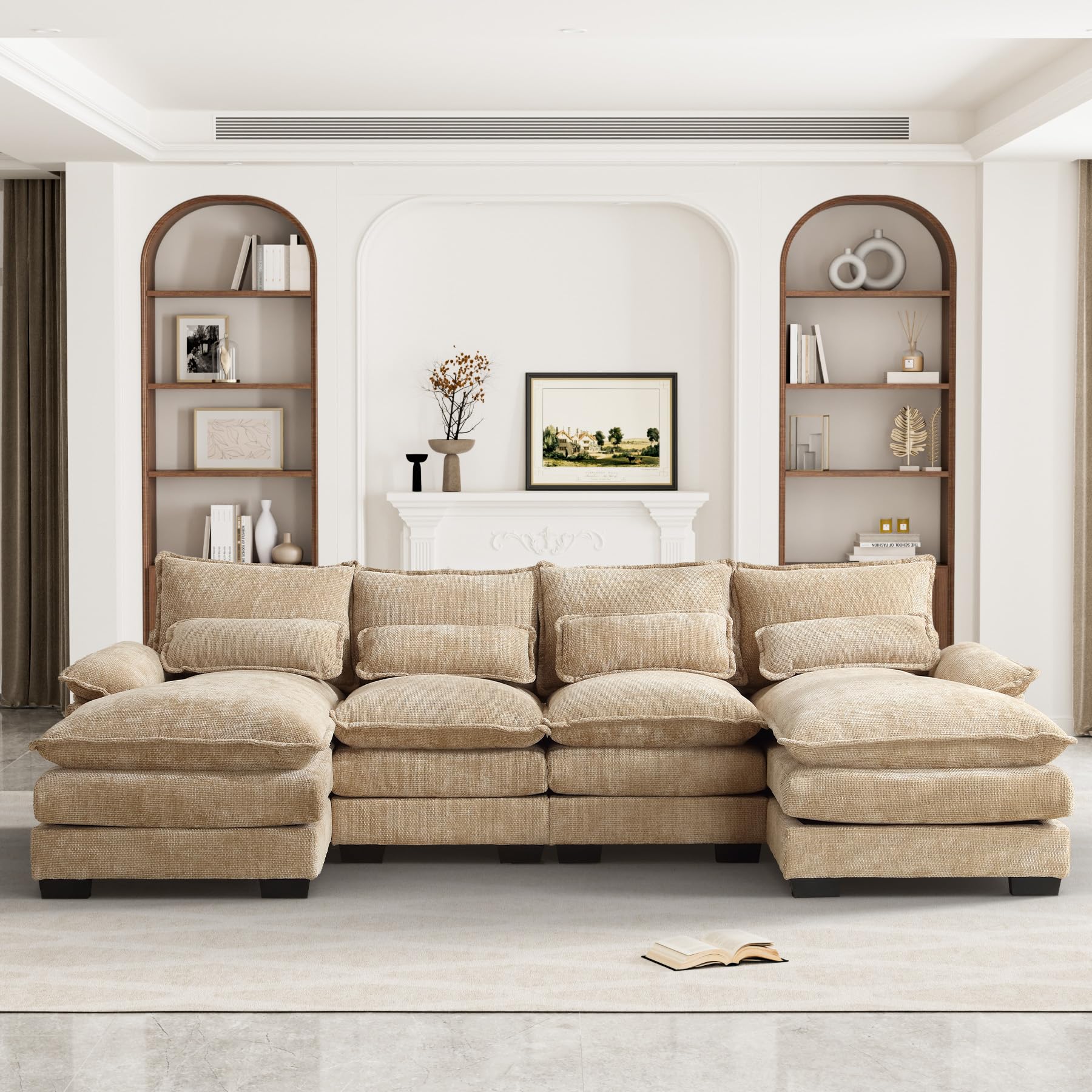 Modern Chenille Modular Comfy  Sofa Cloud Couch for Living Room