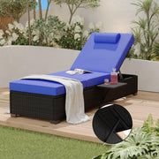 Patio Lounge Chairs,Outdoor PE Wicker Chaise Lounge Set of 2