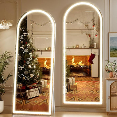 83" X 36" Full Length Mirror with Lights, Black Frame Arch Led Mirror Full Length and 3