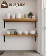 Wood Shelves for Wall, 24 Inch Rustic Floating Shelf with L Brackets for Bedroom Living