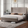 King Size Upholstered Platform Bed Frame, Wingback Bed with 50.8" Headboard