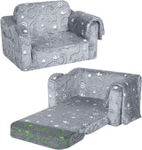 Glow-in-The-Dark Alphabet Kids Couch – Soft Plush Folding Toddler Chair and Comfy Recliner for Boys and Girls