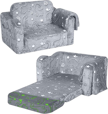 Folding Toddler Chair, Glow-in-The-Dark Soft Plush Kids Fold-Out Couch Sofa