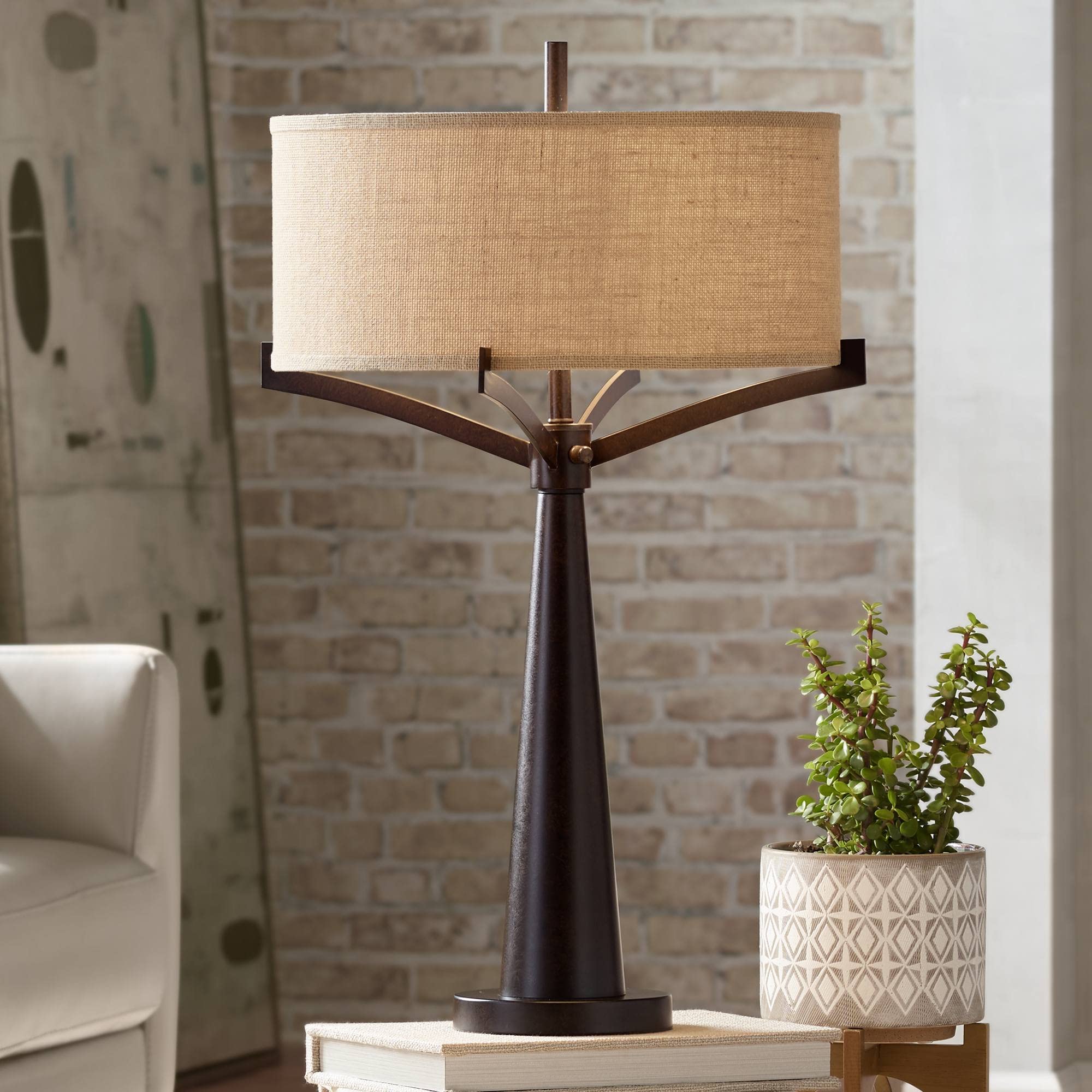 Iron Works Tremont Rustic Farmhouse Table Lamp 31 1/2" Tall Allegheny Bronze Brown Iron