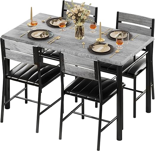 4-Piece Dining Table Set with Upholstered Chairs