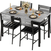 4-Piece Dining Table Set with Upholstered Chairs - Grey Wood Kitchen Table