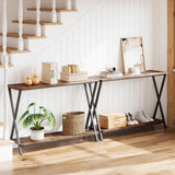 Console Table, Sofa Tables Narrow Entryway Table with Storage Shelf and Metal Frame,