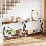 Small Entryway Table, Narrow Hallway Table, 2-Tier Industrial Display Table