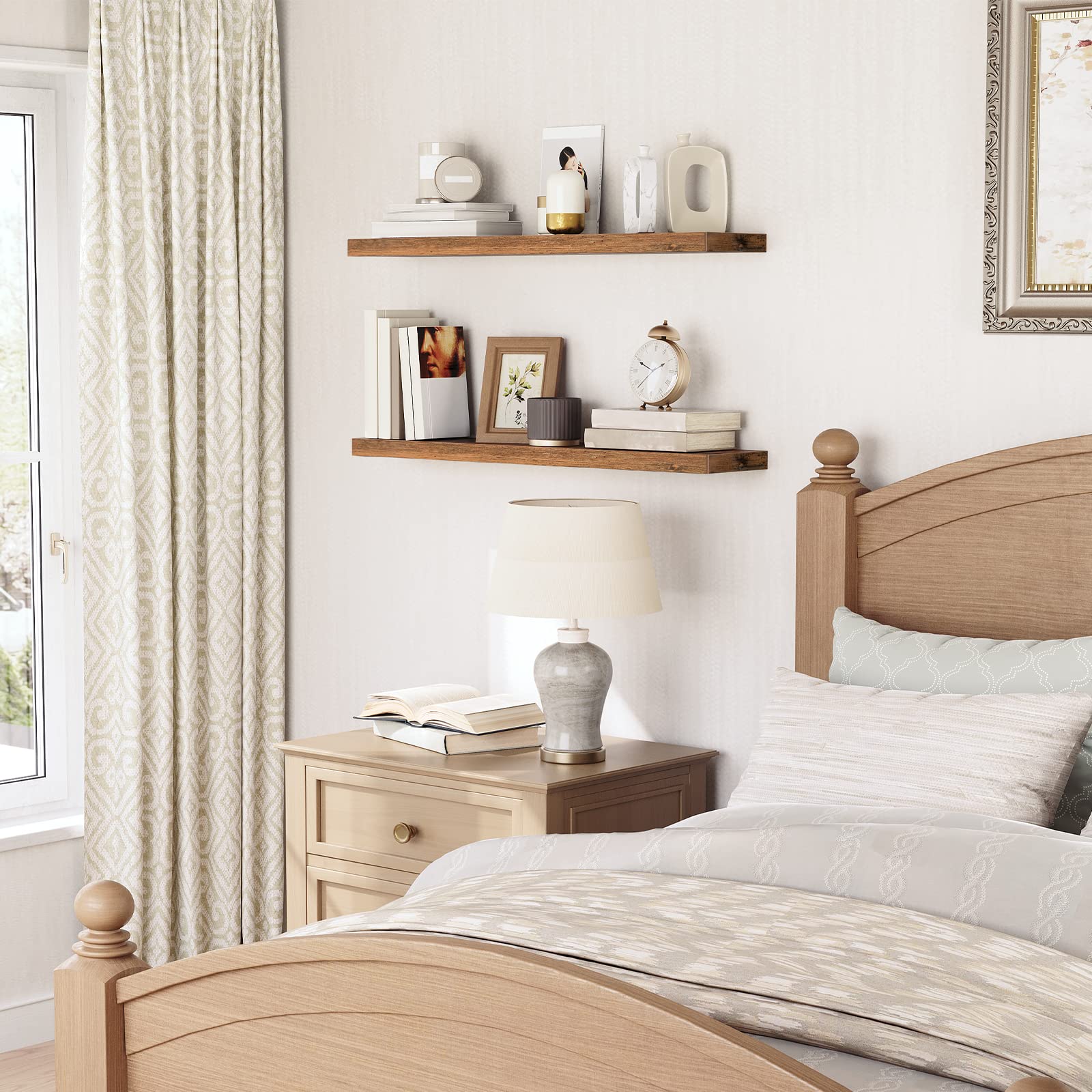 Floating Shelves, Wall Shelf Set of 2, Hanging Shelves with Invisible Brackets
