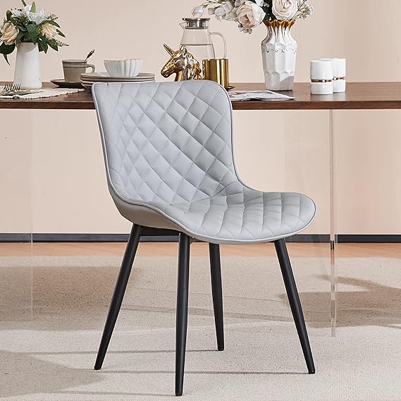 Khaki Dining Chairs Set of 2  Upholstered Modern Armless Dining Room Chair