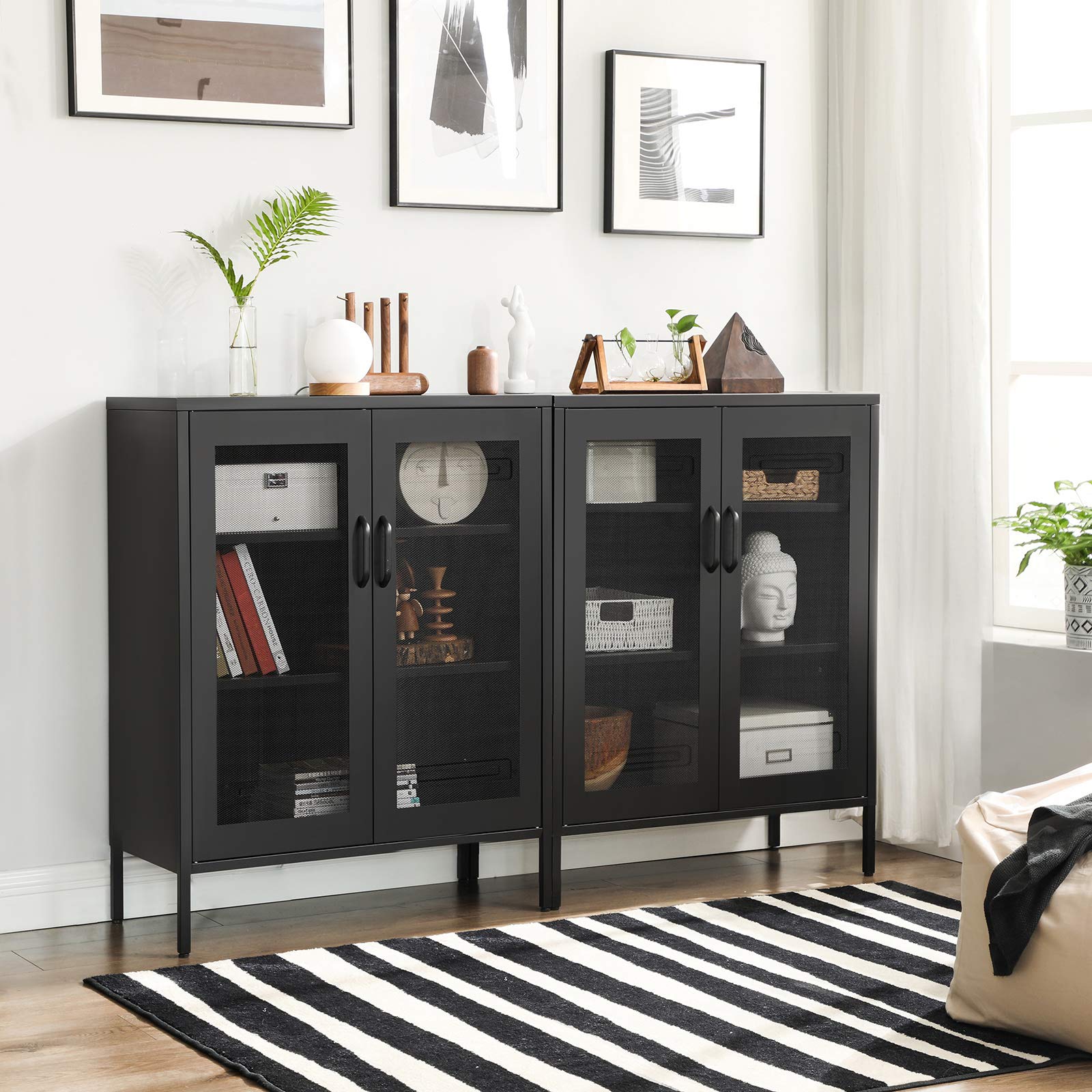 Metal Storage Cabinet with Mesh Doors, Steel Display Cabinets