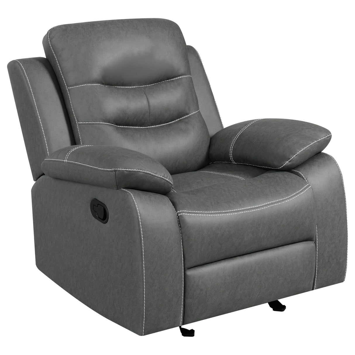 Glider Recliner Chair, Dark Gray Microfiber Leather, Tufted