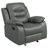 Glider Recliner Chair, Dark Gray Microfiber Leather, Tufted