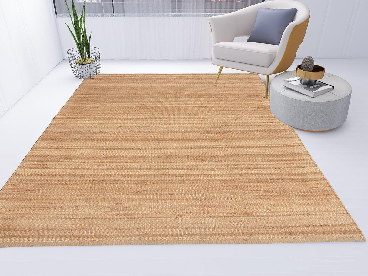 Natural 8x10 Indoor Hand Woven Fiber Jute Area Rug (Natural, 7'10" x 10')