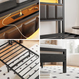 Twin Bed Frame with Charging Station & LED Lights