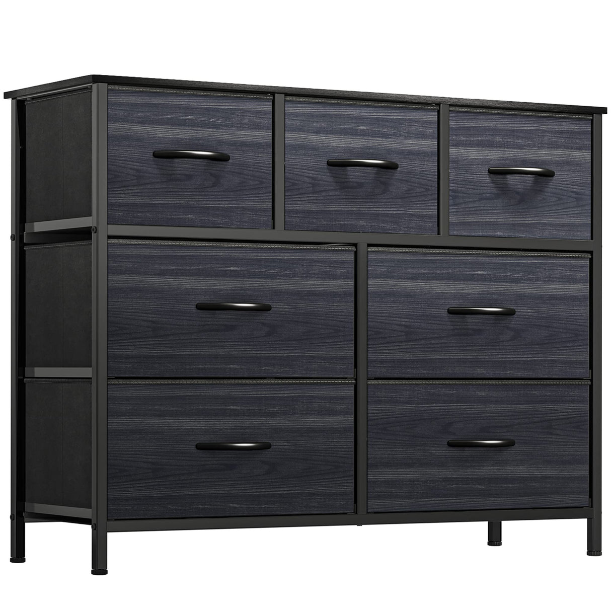 Dresser TV Stand, Dresser for Bedroom, Fabric Dresser with 7 Drawers, Furniture Storage