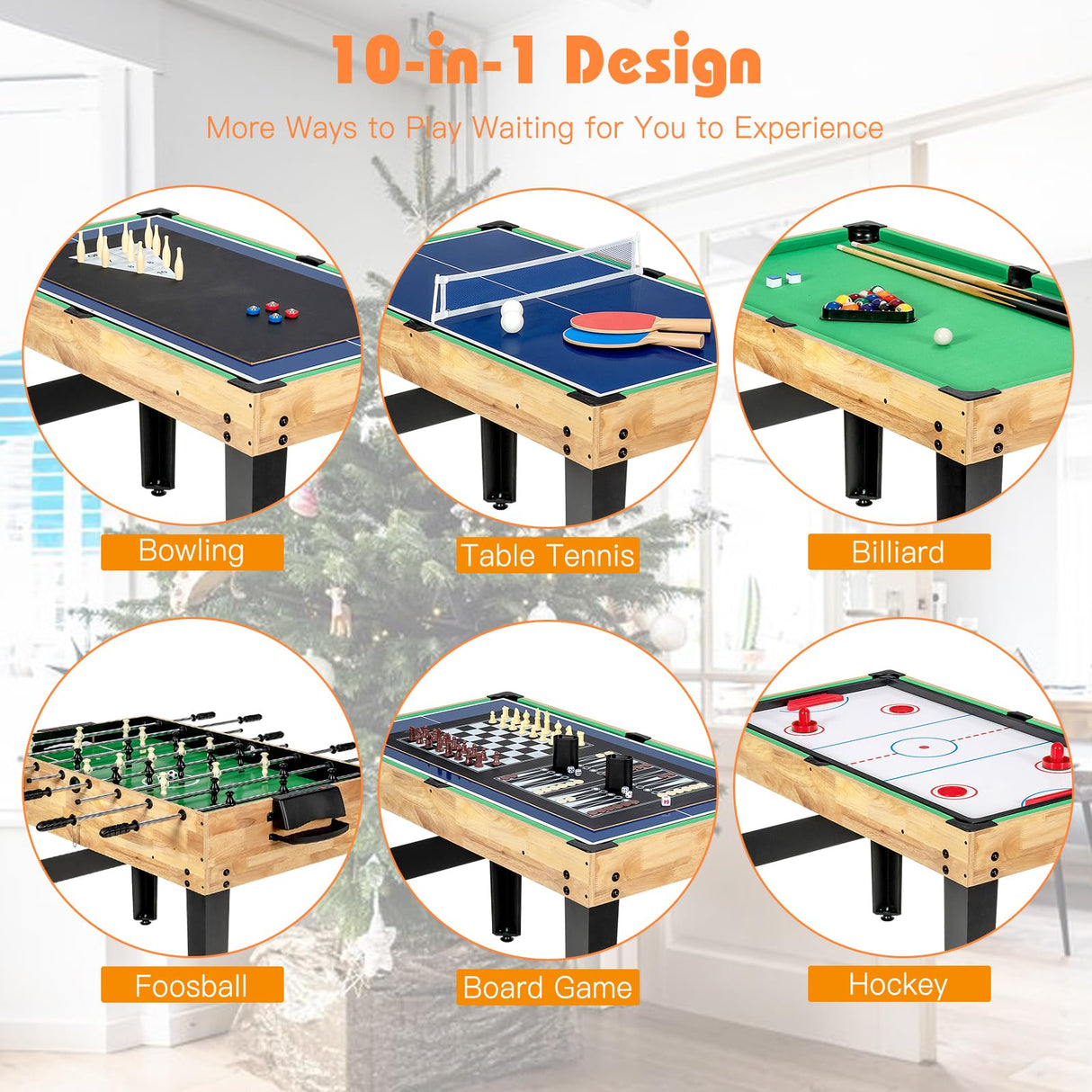 Multi Game Table, 10 in 1 Combo Game Table w/Foosball Table, Air Hockey