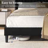 Queen Upholstered Platform Bed Frame with Fabric Headboard - Black