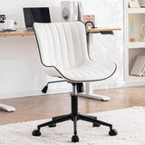 Black Ergonomic Home Office Desk Chair with Wheels Comfy Armless Criss Cross Chair