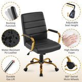 Mid-Back PU Leather Office Chair with Lumbar Support
