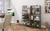 Bookshelf and Ladder Shelf, Bamboo Freestanding Open Storage Shelving Unit