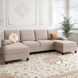 Sofa Couch, U-Shaped Sofa Couch with Double Chaise, 4-Seat Sleeper Sofa Couch