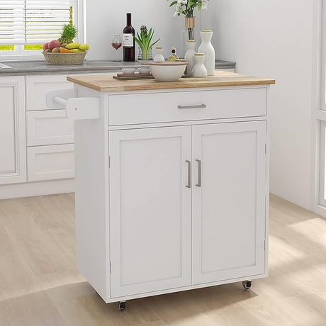 Large Kitchen Island with Storage, Kitchen Cart on Wheels with 2 Large Drawers