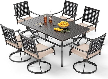 Patio Dining Table Set for 6 Person Bistro Chairs