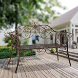 Bronze Metal Garden Bench Chair 2 Seater for Garden, Yard, Patio, Porch and Sunroom