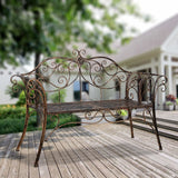 Bronze Metal Garden Bench Chair 2 Seater for Garden, Yard, Patio, Porch and Sunroom