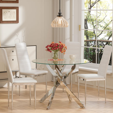 Dining Chairs Set of 4 Dining Kitchen Modern Chairs with Metal Legs and PU Leather