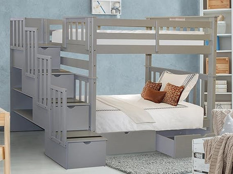 Tall Stairway Bunk Beds Twin over Twin