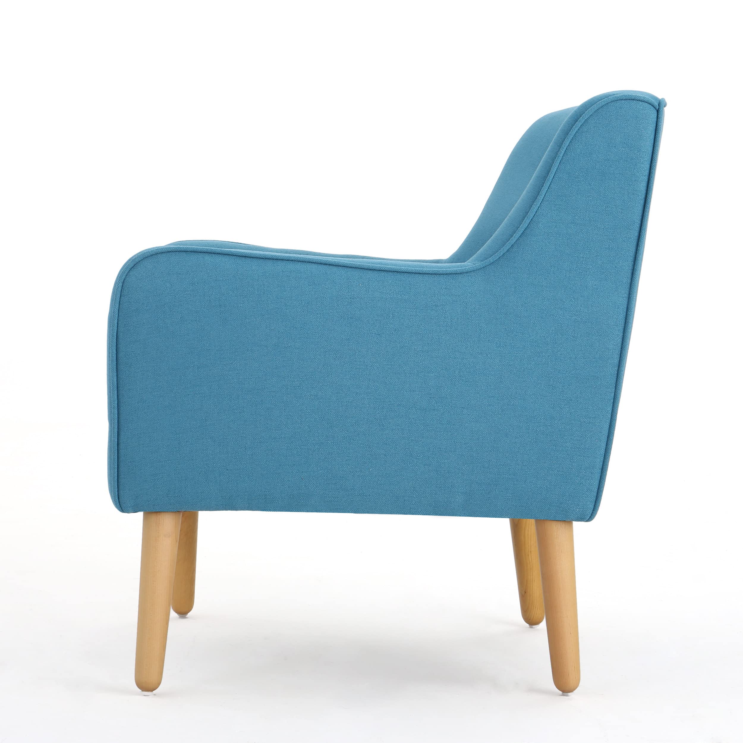 Felicity Mid-Century Fabric Arm Chairs, 2-Pcs Set, Teal