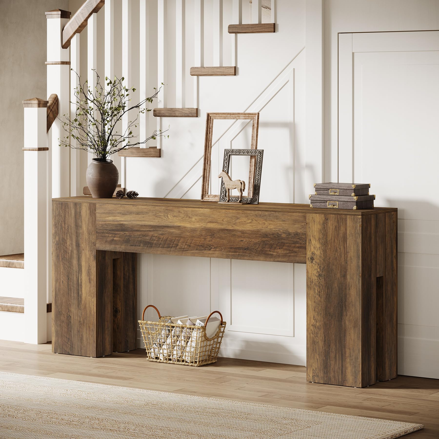 71-Inch Long Console Table for Entryway - Farmhouse Sofa Table