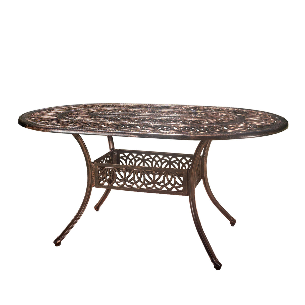 Tucson Cast Aluminum Dining Table, Shiny Copper