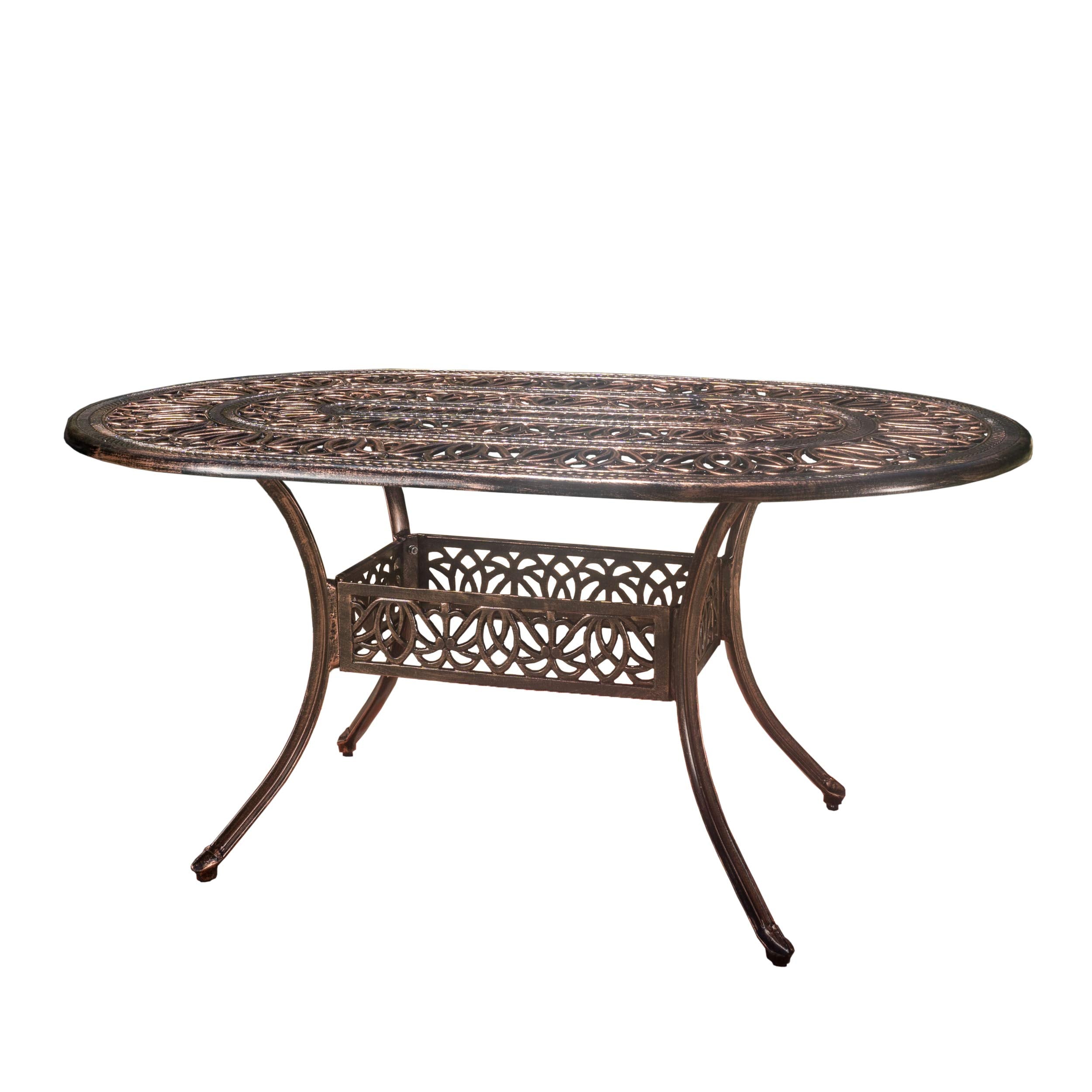 Tucson Cast Aluminum Dining Table, Shiny Copper