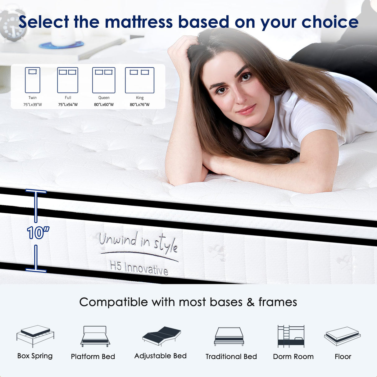 Queen Mattress, 12 Inch Hybrid Queen Mattress in a Box, Individual Pocket Spring Bed