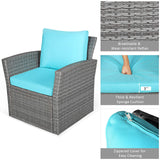 4 Pieces Patio Furniture Set, All Weather Outdoor Sectional Rattan Sofa Set