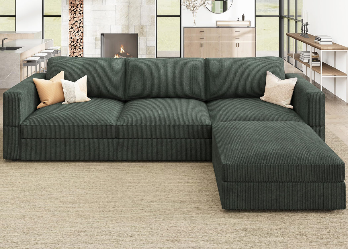 Modular Sectional Couch with Storage Corduroy Sectional Sofa with Chaise