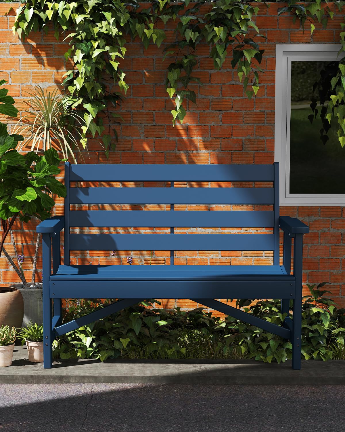 Outdoor Bench | HDPE Plastic | Garden Benches | All Weather | for Outdoors Patio Park Porch Outside Backyard