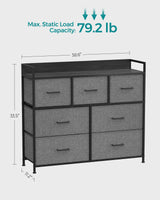 Dresser for Bedroom, Chest, Clothes Organizer Storage Unit 7 Fabric Drawers with Handles