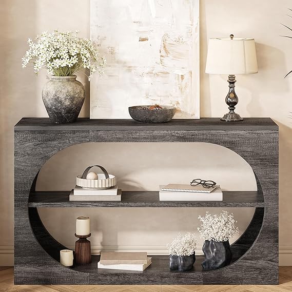 55-Inch 3-Tier Console Table with Storage