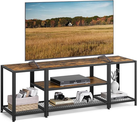 TV Stand for TVs up to 75 Inches, 3-Tier Entertainment Center, Industrial TV Console Table