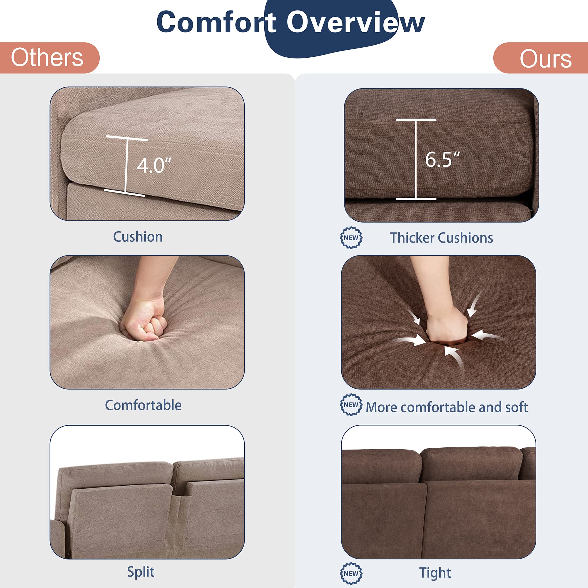 79" Convertible Sectional Sofa Couch, L Shaped Couch with Linen Fabric