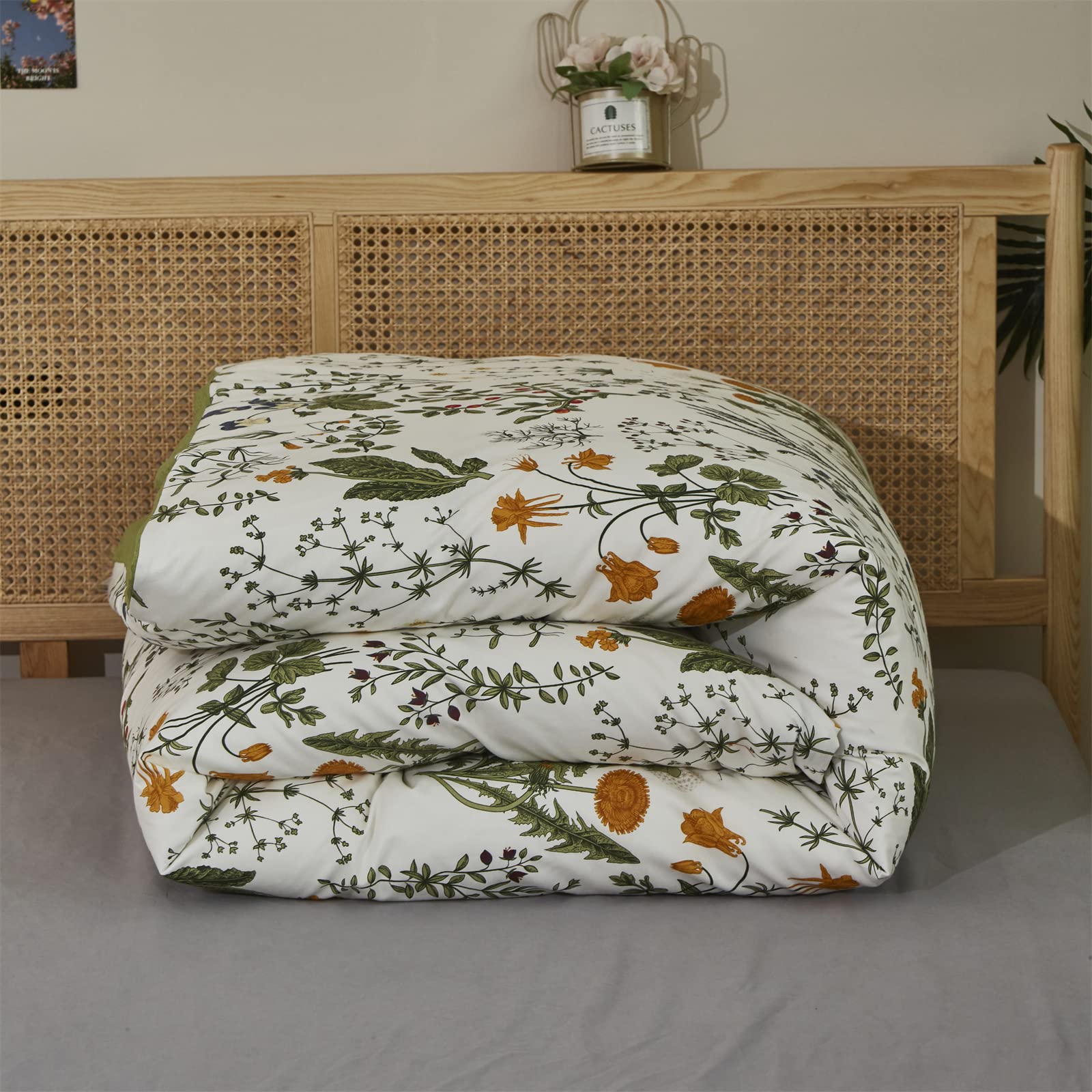Sage Green Floral Comforter Sets King Women Boho Botanical Bedding Comforters