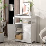 Bathroom Storage Cabinet, Freestanding Floor Cabinet w/Double Shutter Doors